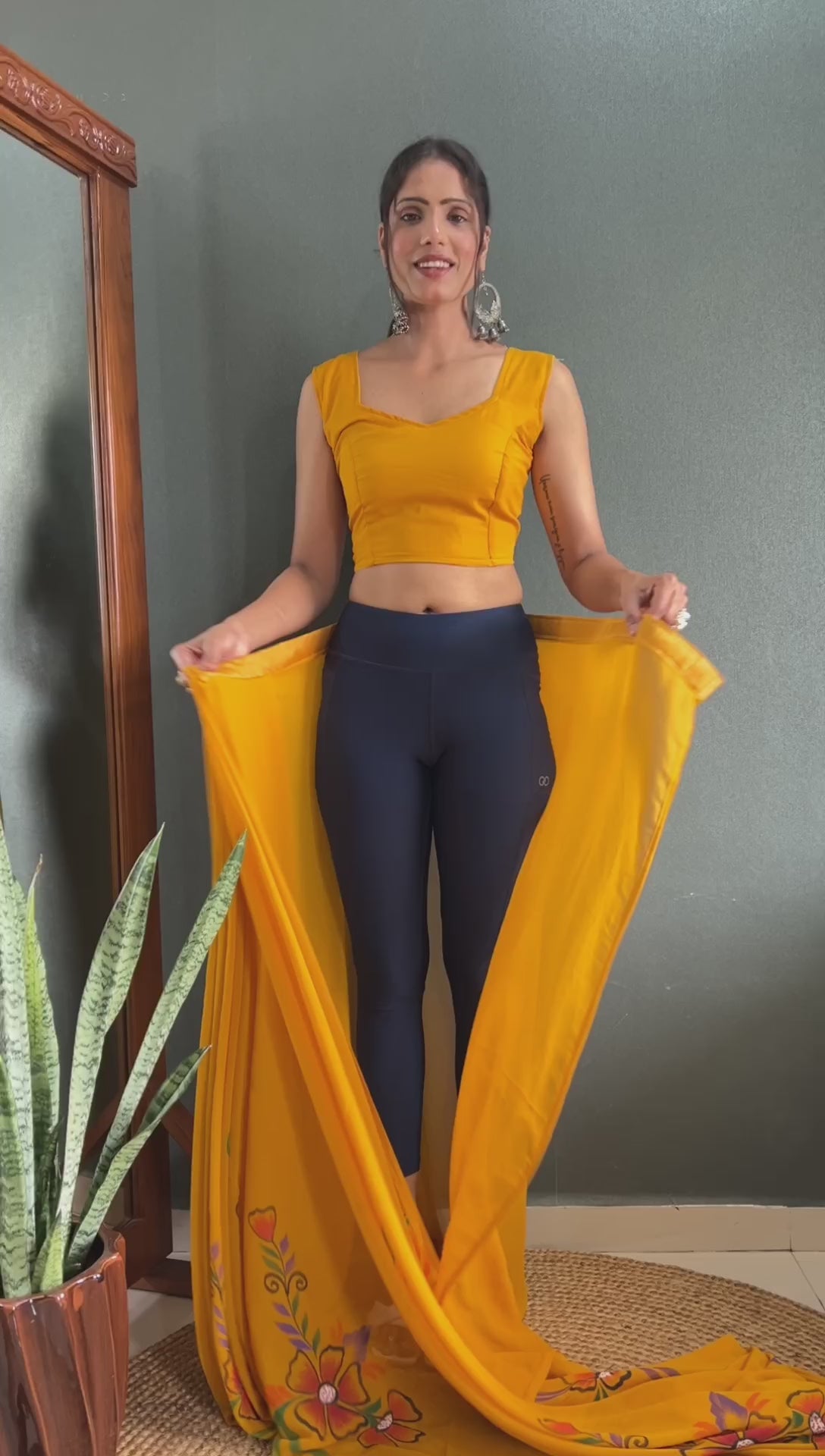 Hand-Painted 1 min Ready-to-Wear Saree